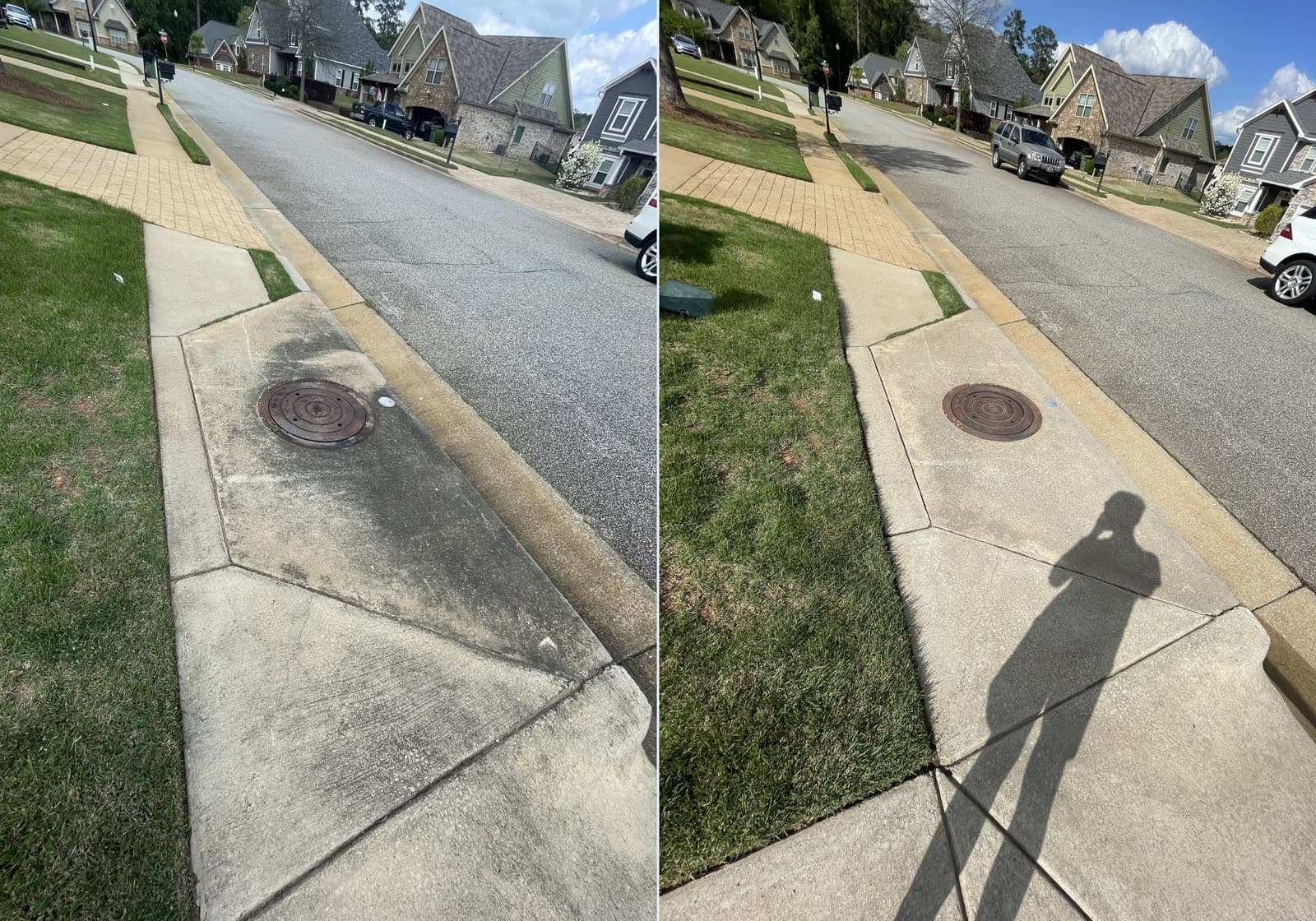 Before and after concrete cleaning result from available Team Clean project media