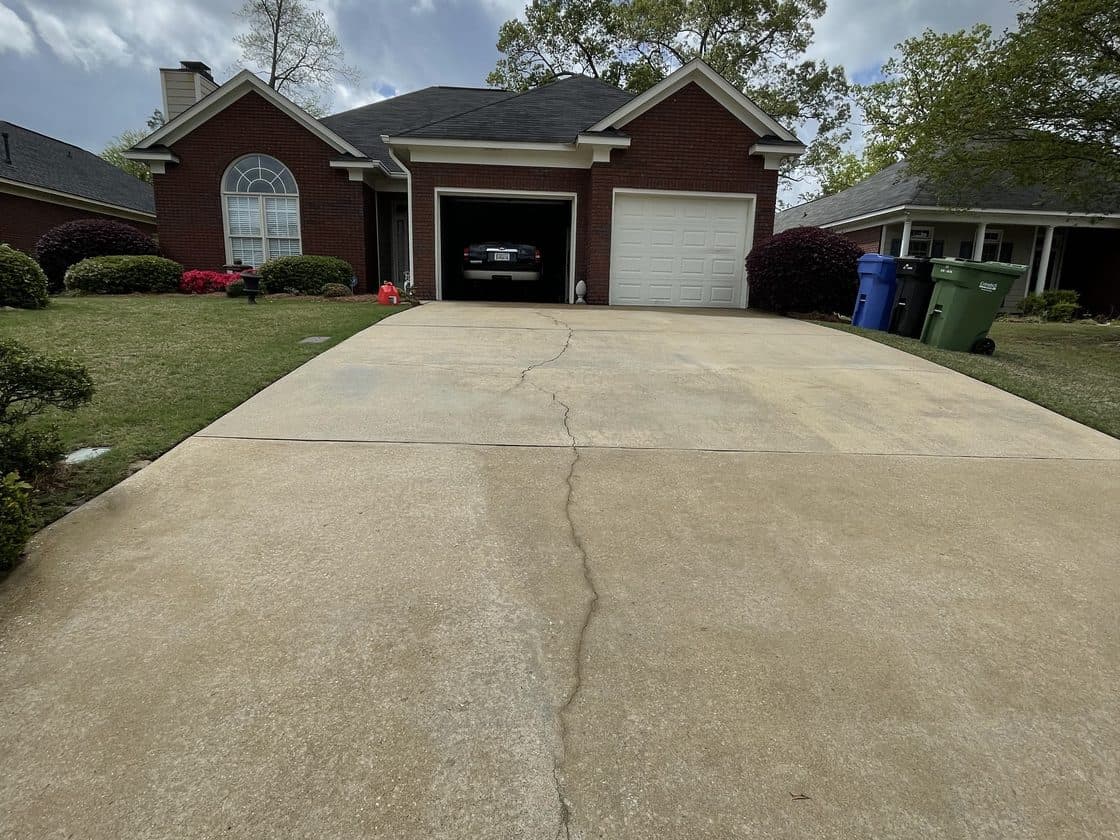Driveway concrete after cleaning by Team Clean in the Columbus GA area