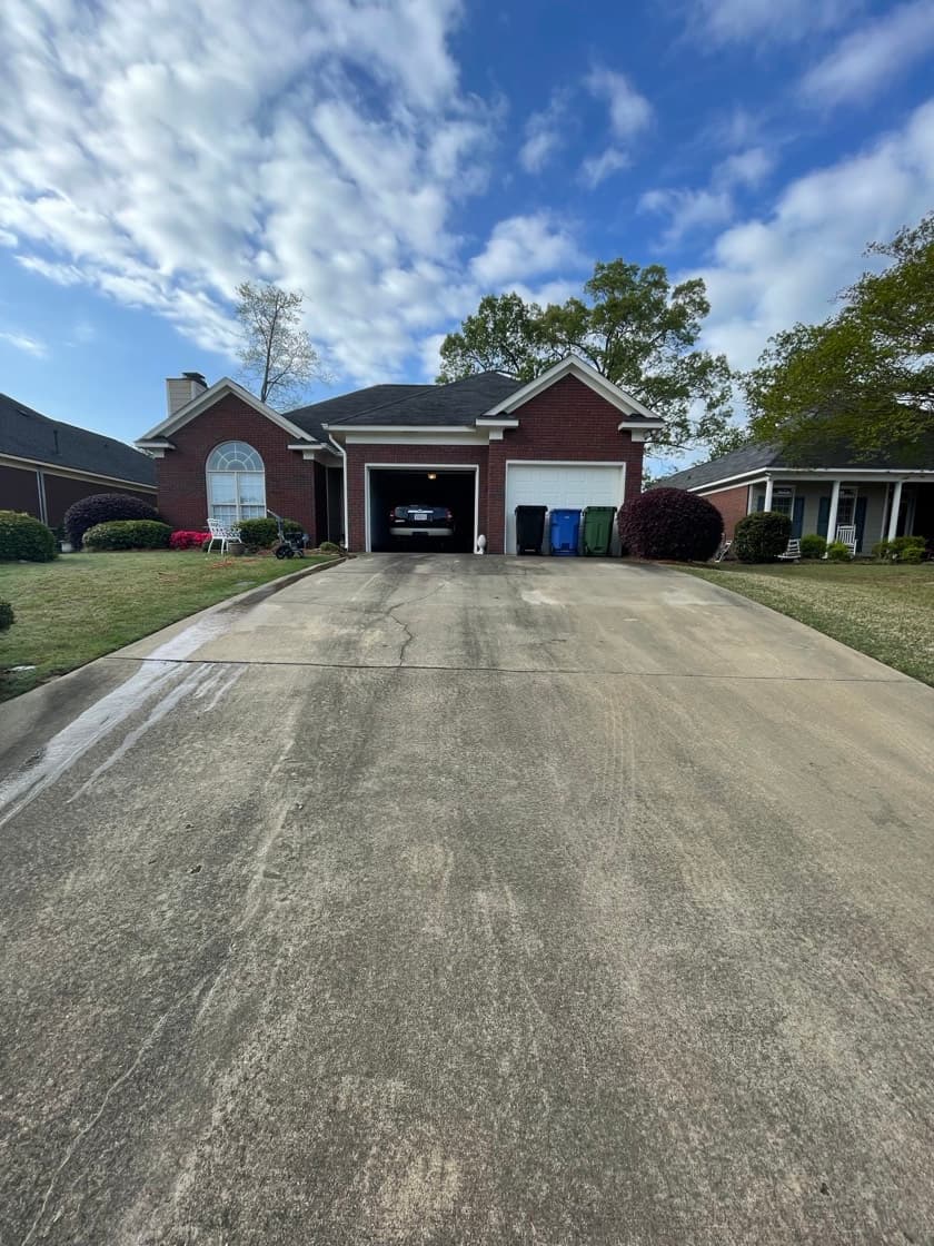 Before pressure washing concrete by Team Clean in the Columbus GA area
