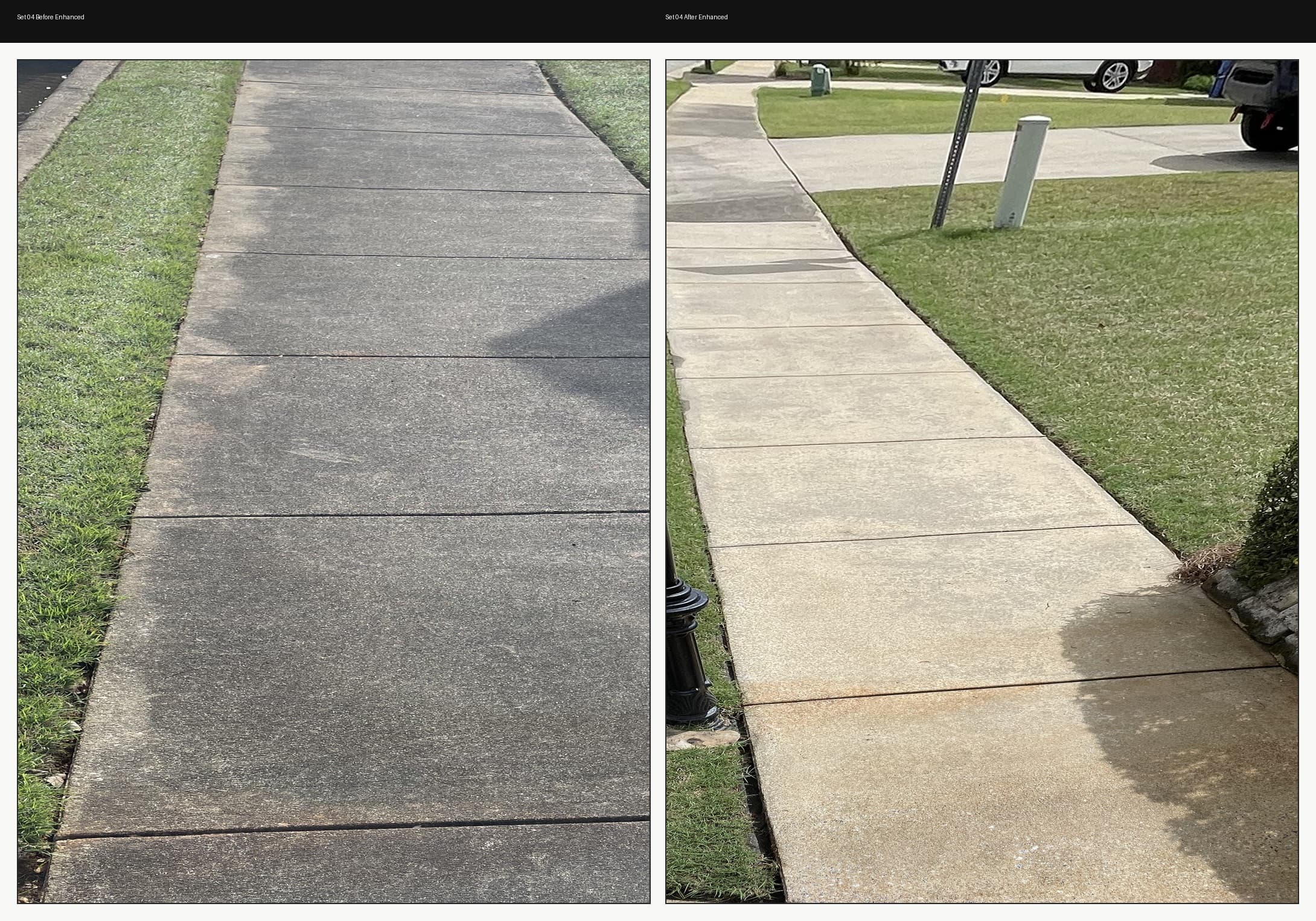 Before and after walkway cleaning result from available Team Clean project media
